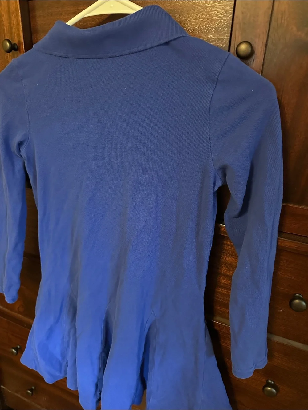 Ralph Lauren Girls' Long-Sleeve Polo Dress in Royal Blue with Pink Logo Size 6
